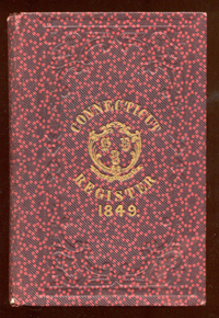 Gold–stamped vignette on diagonal–rib grained printed cloth (1848)