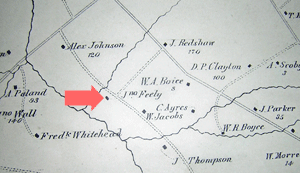 Location of John Feely's farmhouse, Madison Township, NJ (1876)