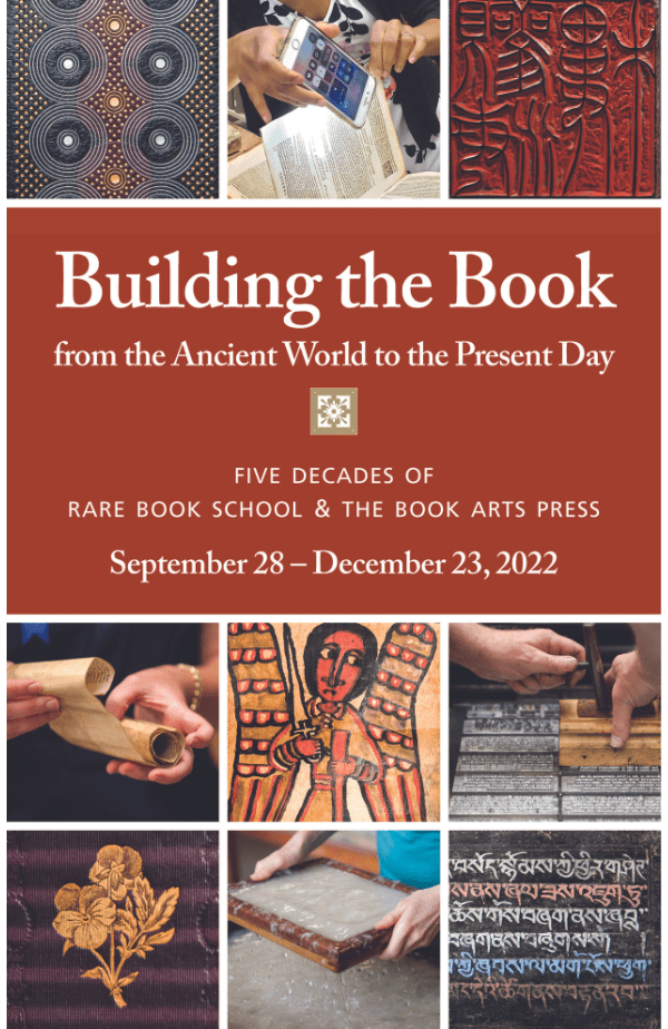 Poster for "Building the Book" exhibition at the Grolier Club