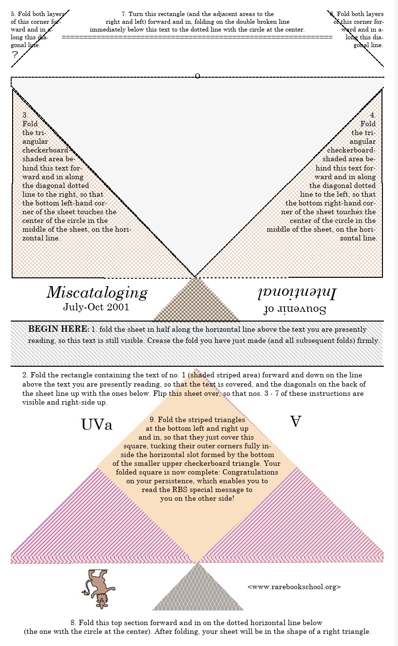 A diagram showing how to fold the exhibition brochure into an envelope pouch