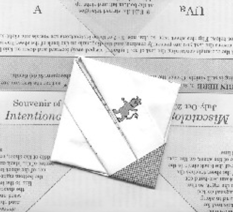 Picture of a complete envelope pouch made by folding the exhibition brochure