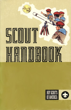 The cover of the eighth edition (1972-1979) Handbook was surprisingly bland - but its contents were not: it was radically different from both earlier and later editions of the manual. In service to the BSA's new Improved Scouting Program of the 1970s, it promoted city-based activities and de-emphasized camping and woodcraft. Non-white faces are prevalent throughout the eighth edition's illustrations.