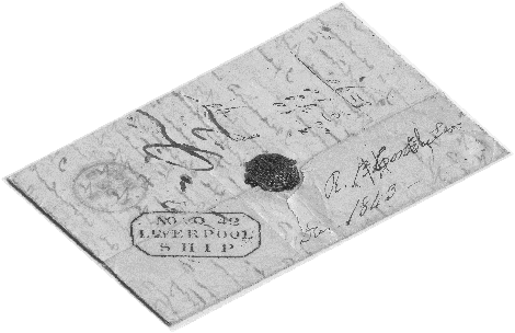 A folded and wax-sealed document stamped "Liverpool Ship"